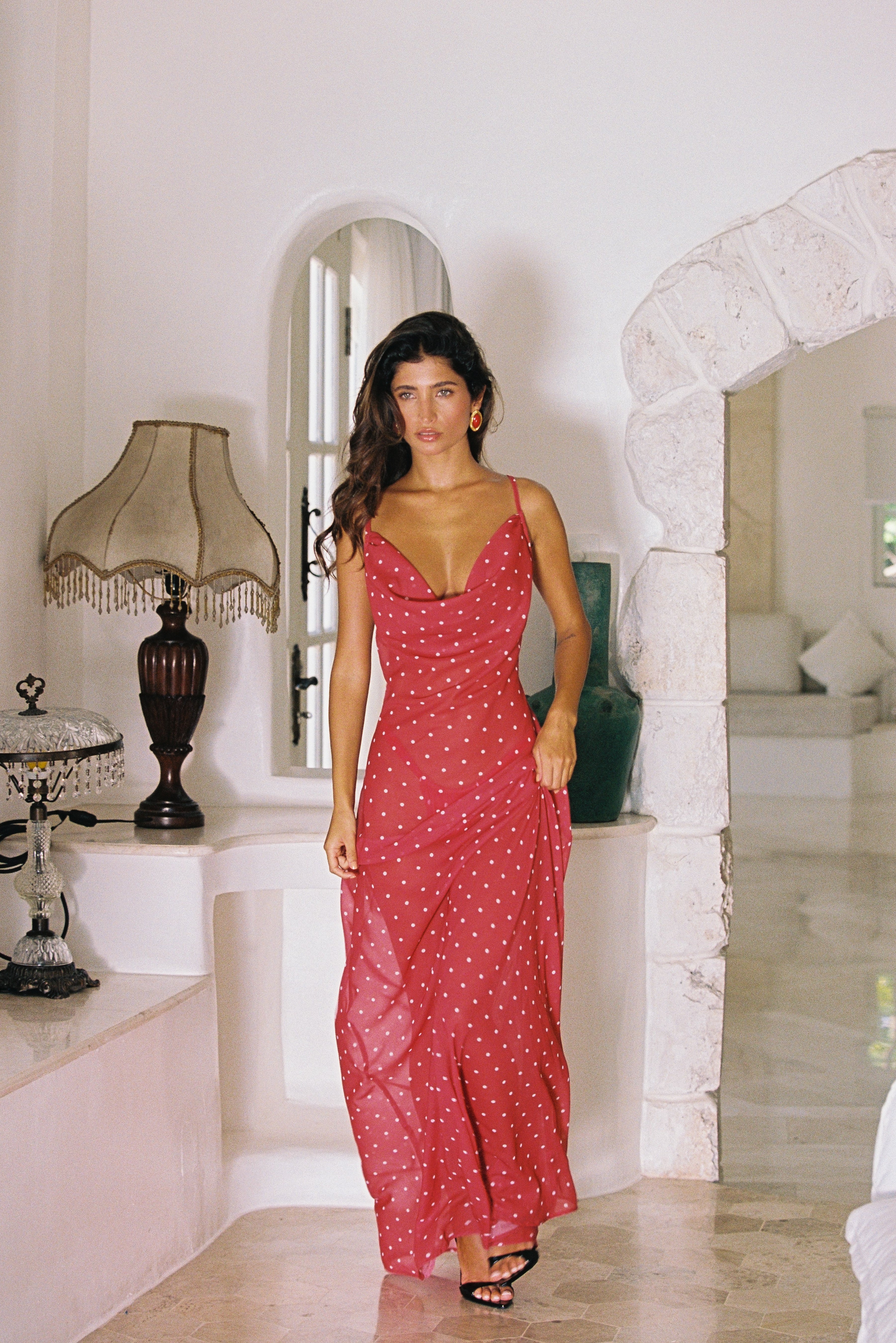 LOLA MAXI DRESS | RED POLKA