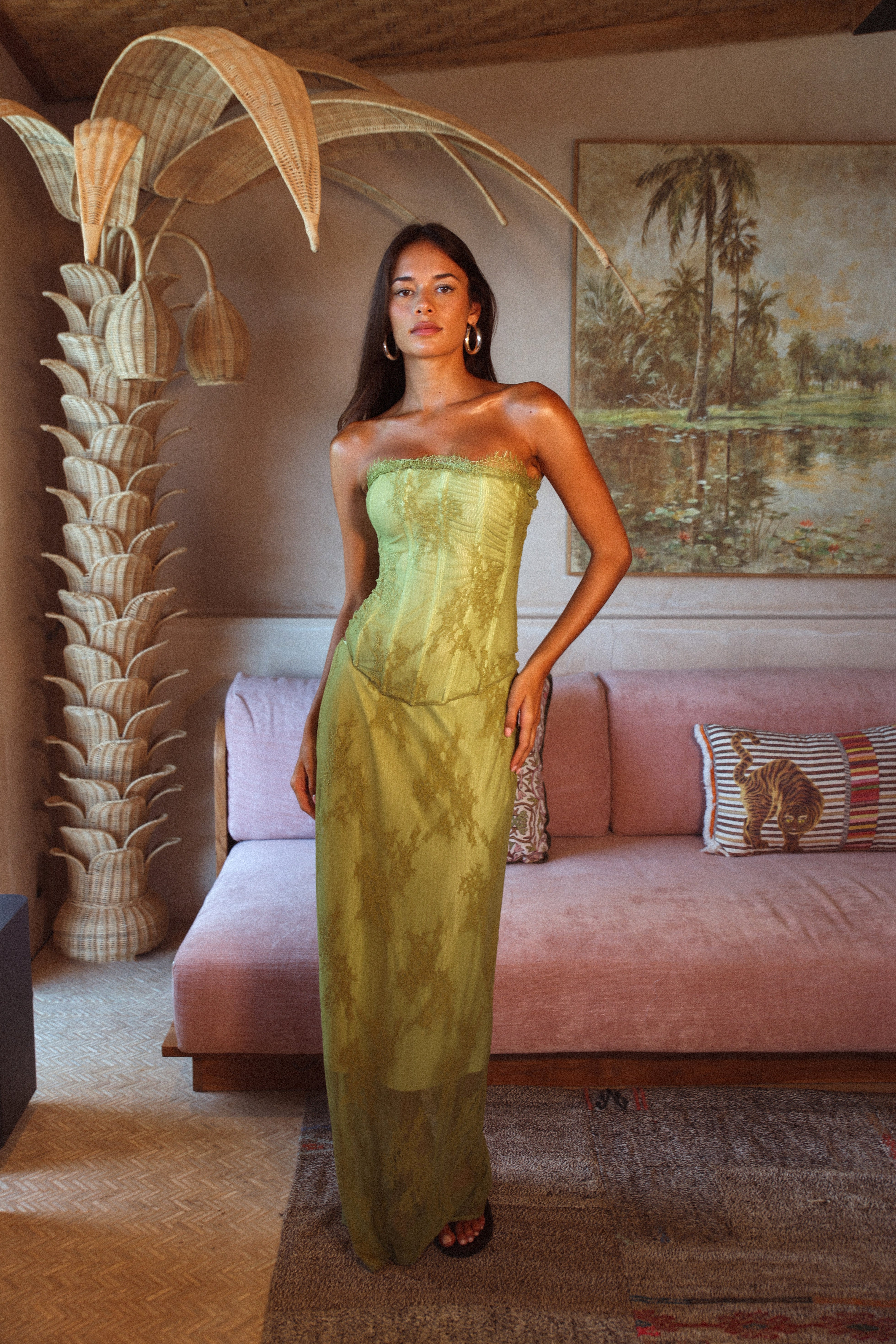 INEZ MAXI SKIRT | GREEN HNTR THE LABEL