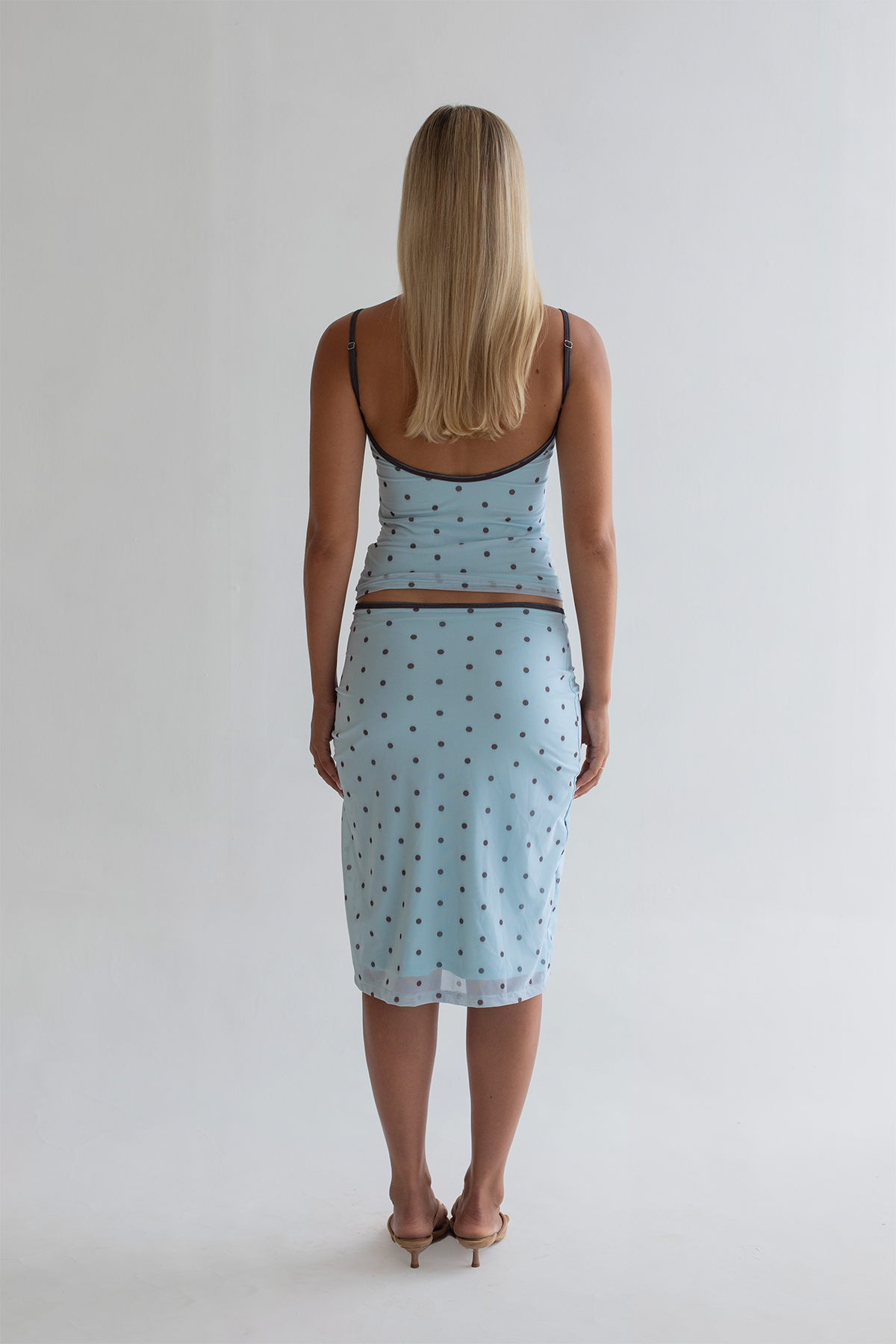 NOAH MIDI SKIRT | BABY BLUE POLKA