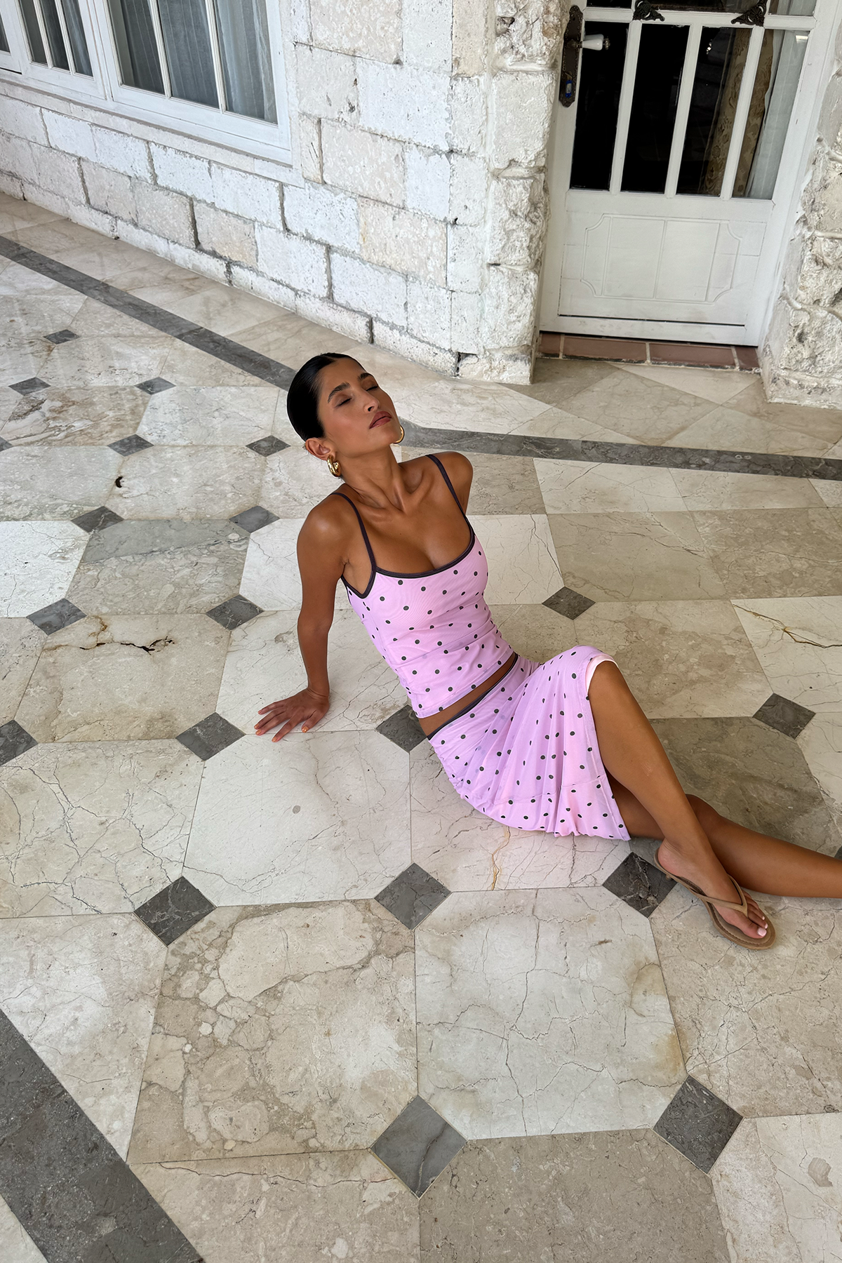 NOAH MIDI SKIRT | PINK POLKA