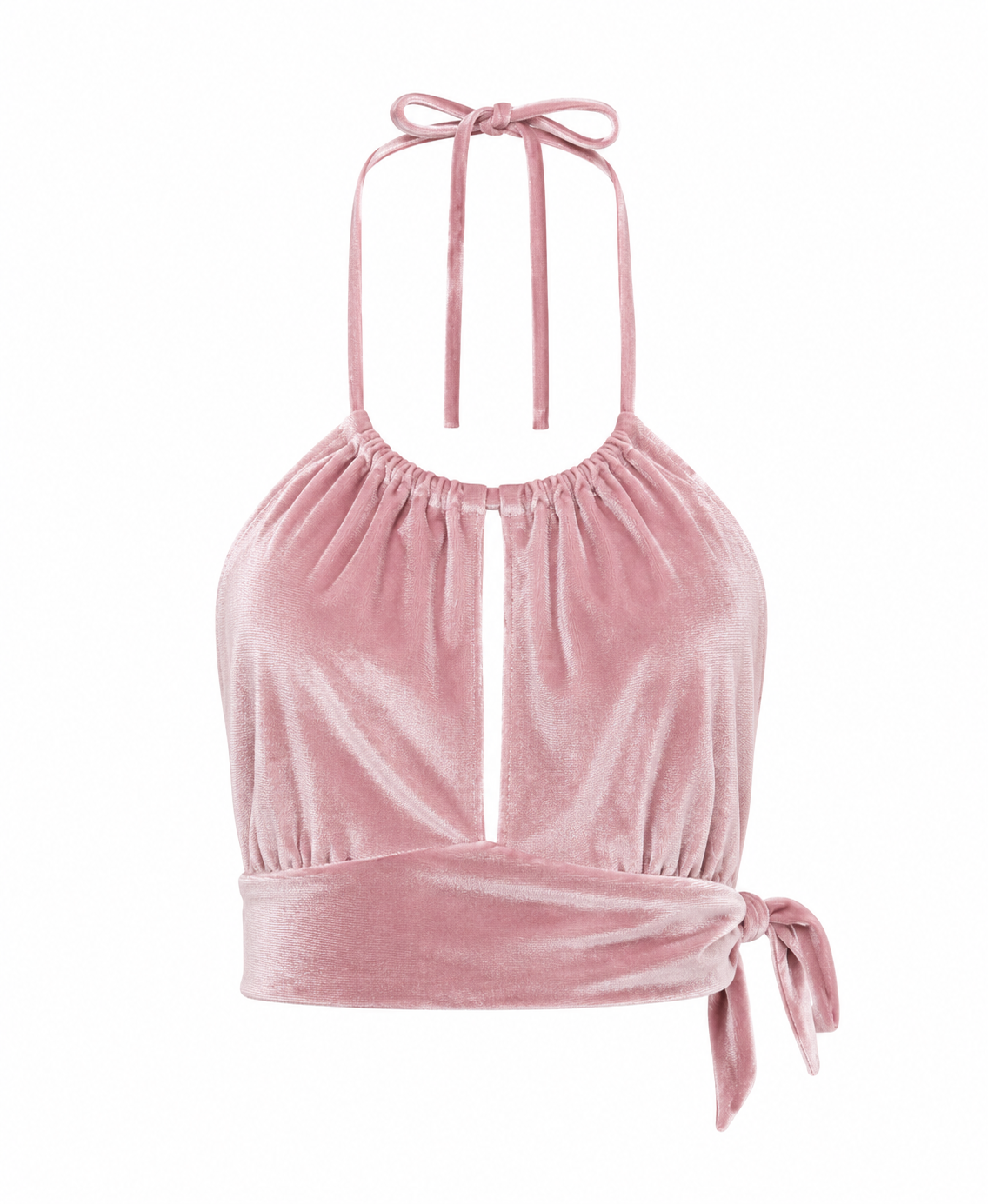 VELVET HALTER CROP | PINK HNTR THE LABEL