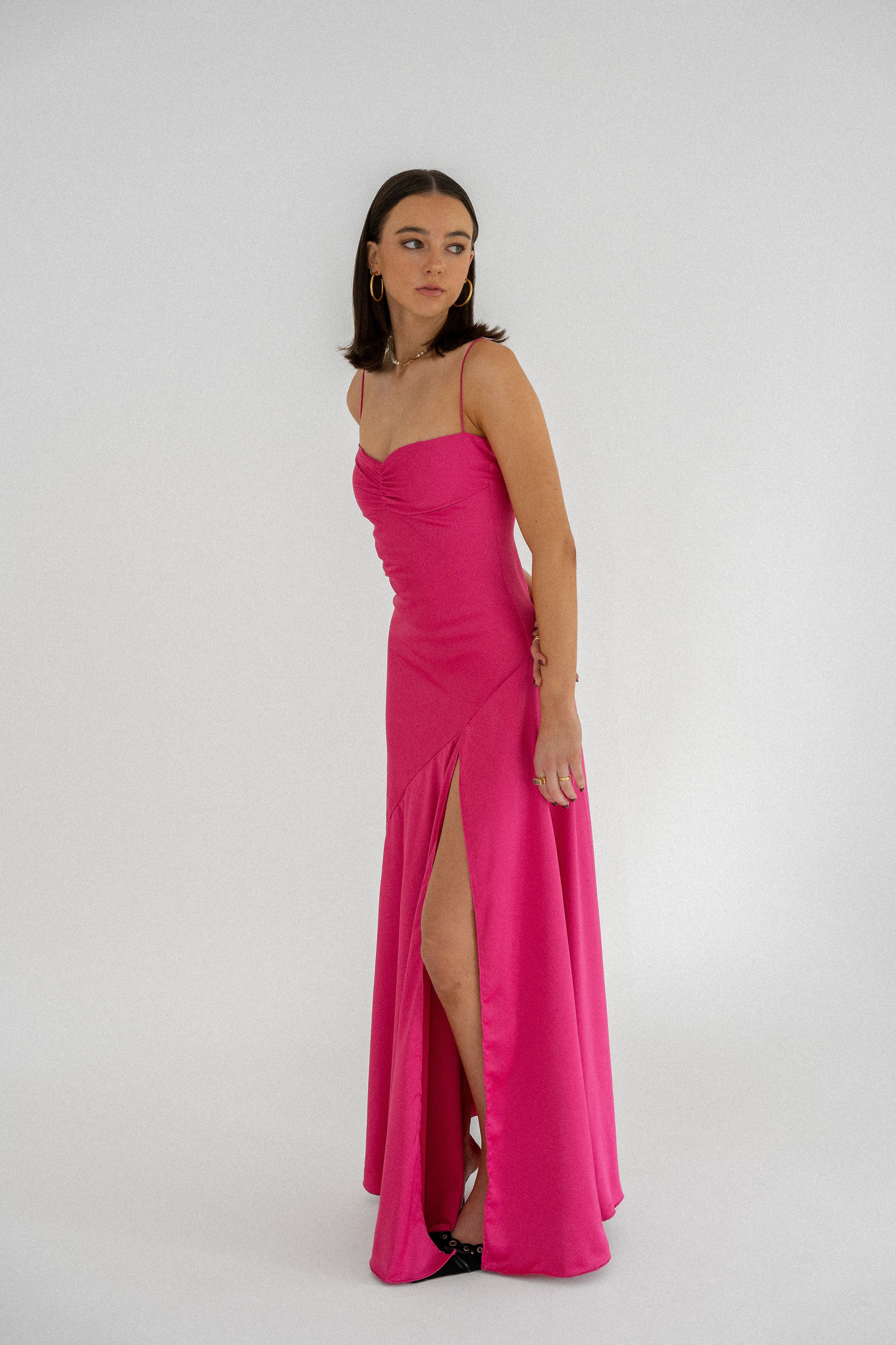 GAIA GOWN: HOT PINK HNTR THE LABEL