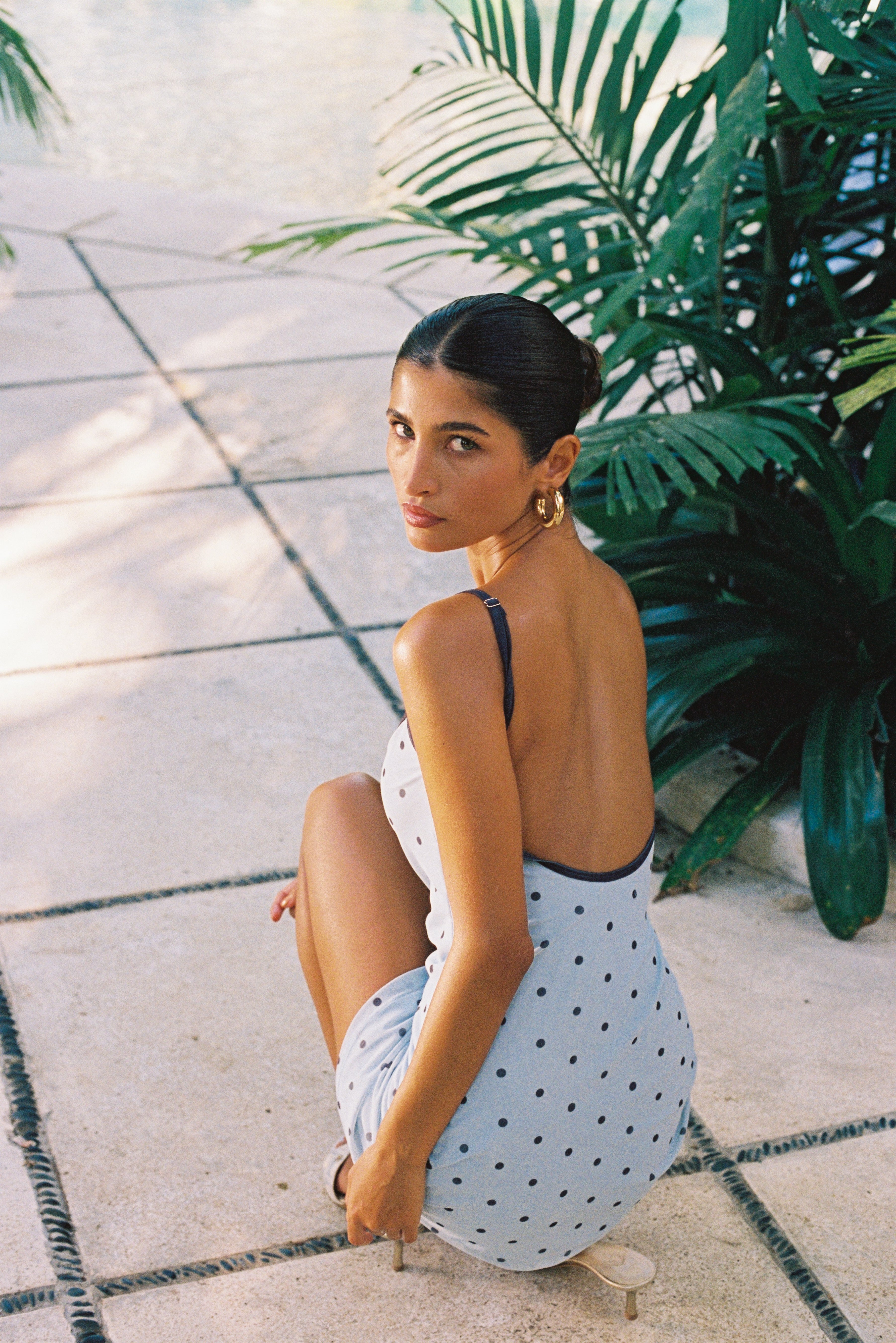 CHAR MINI DRESS | BABY BLUE POLKA