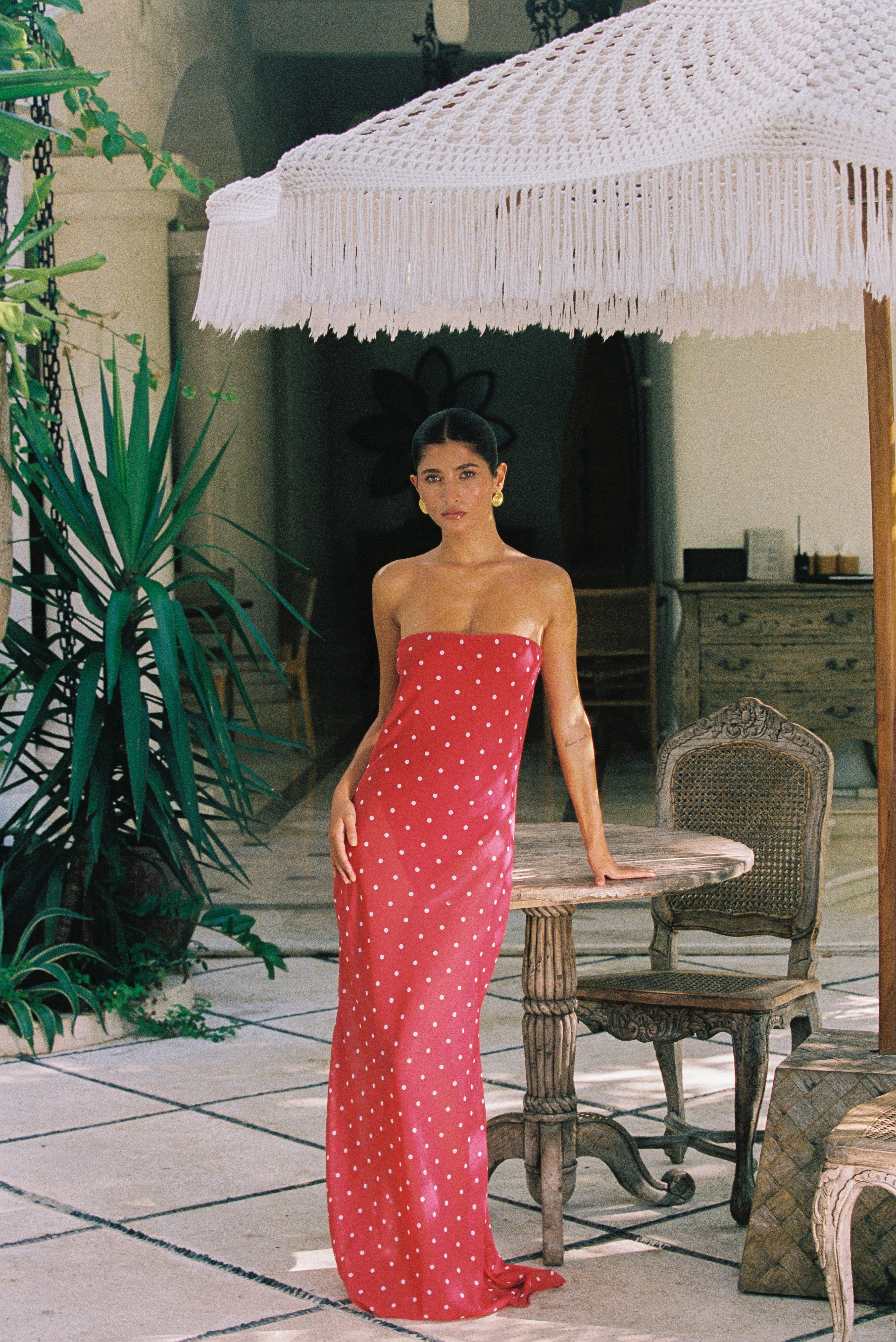 ALESSIA MAXI DRESS | RED POLKA