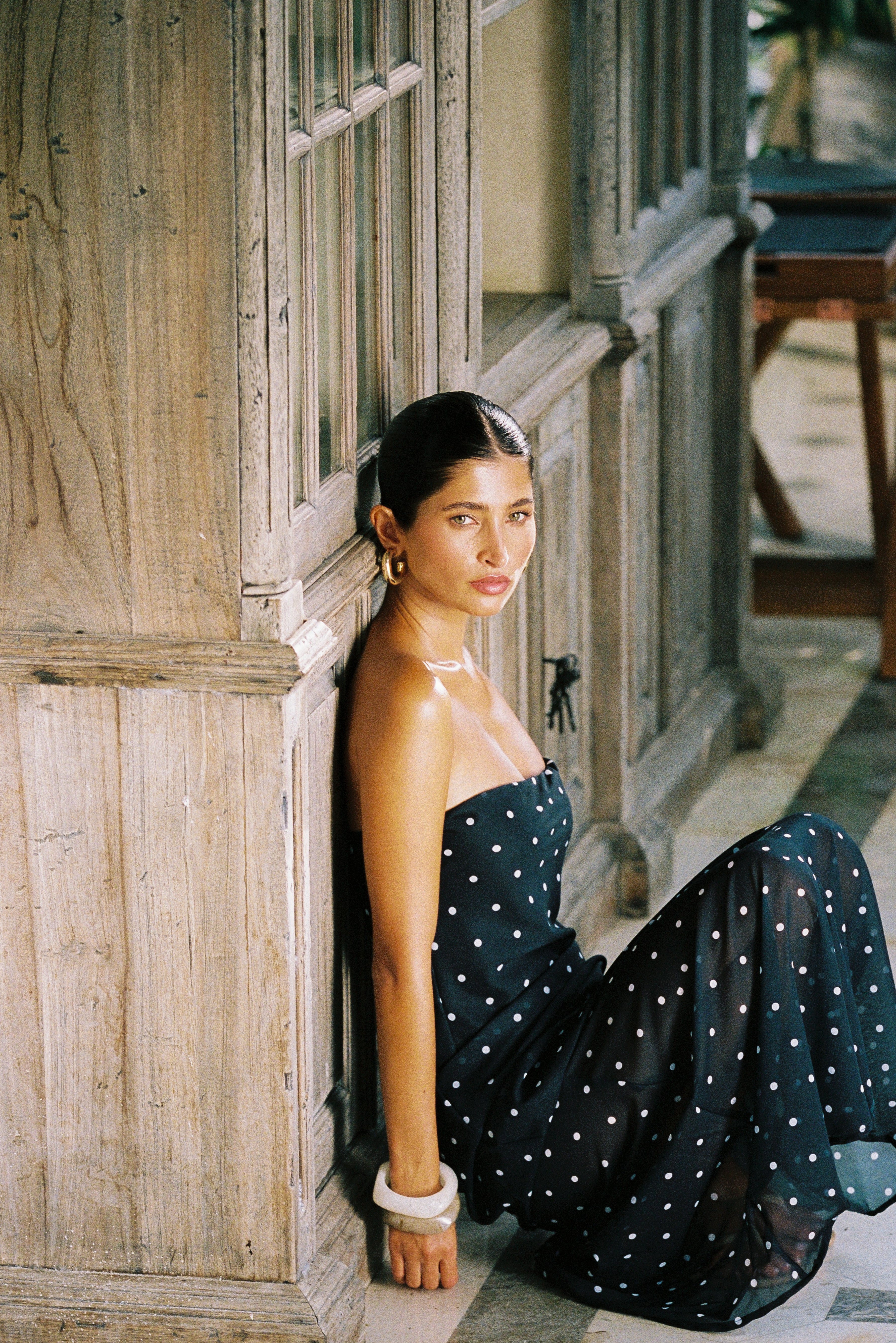 ALESSIA MAXI DRESS | BLACK POLKA