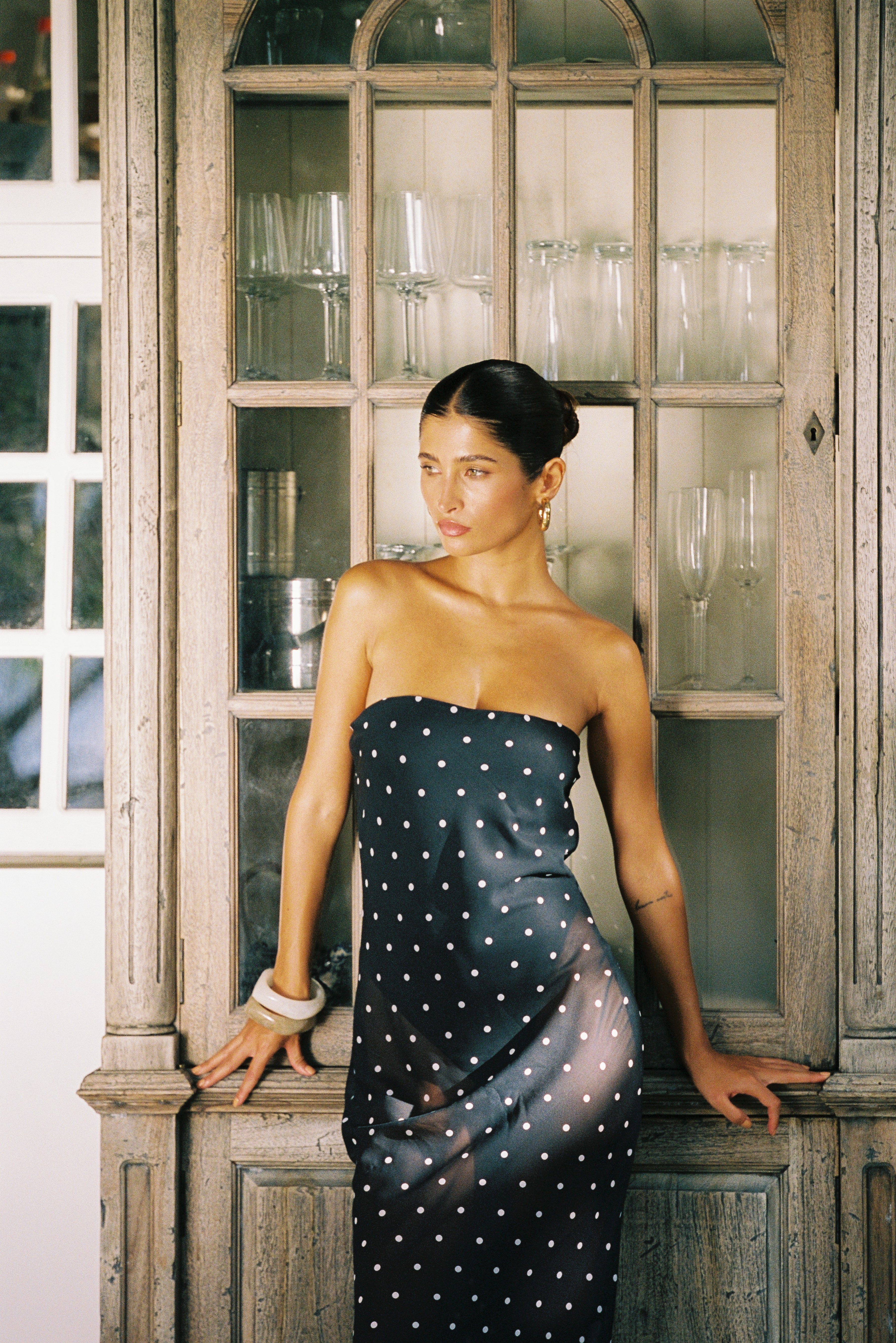 ALESSIA MAXI DRESS | BLACK POLKA