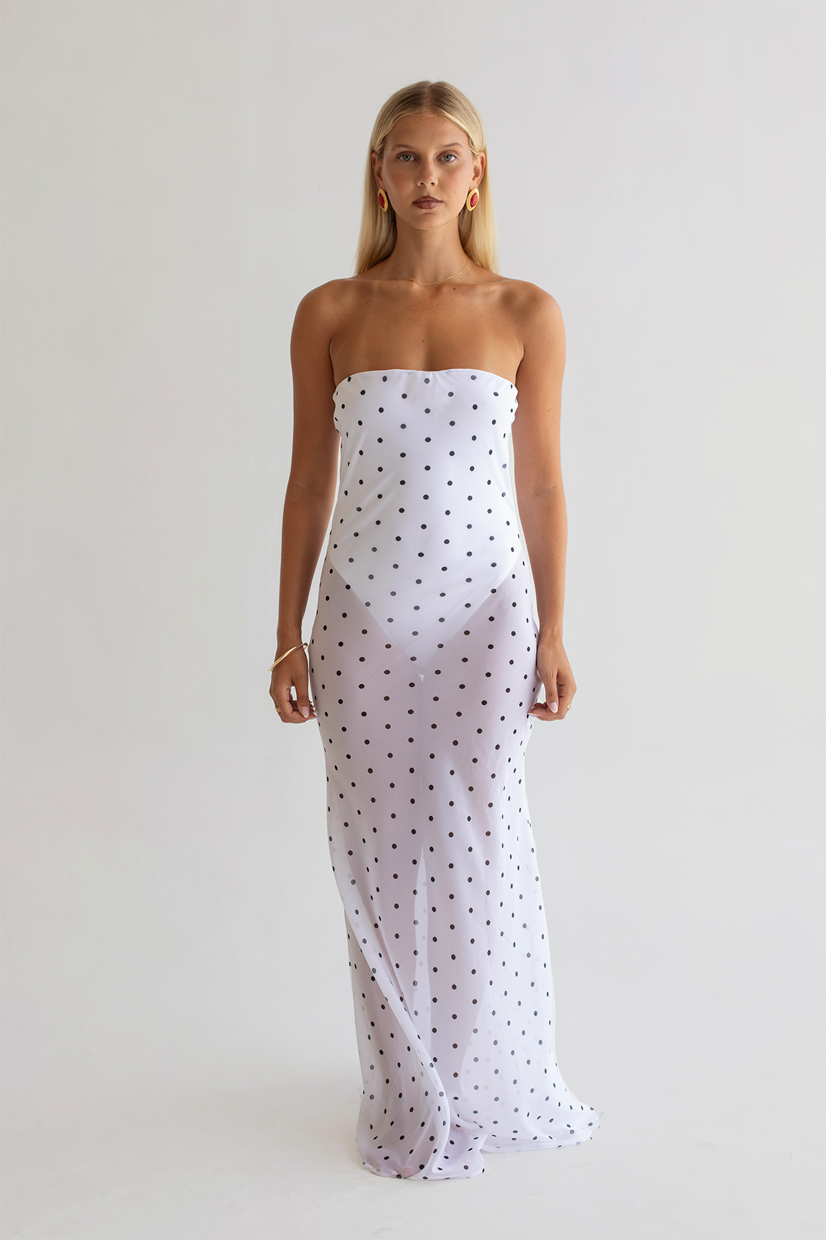 ALESSIA MAXI DRESS | WHITE POLKA