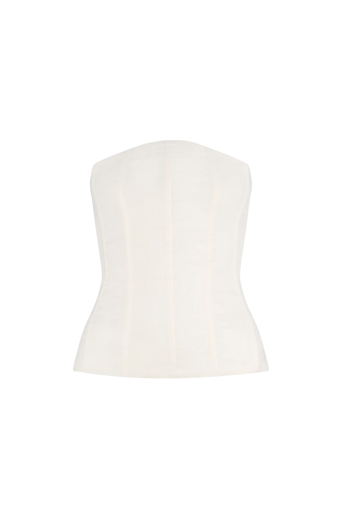 White strapless top on a white background
