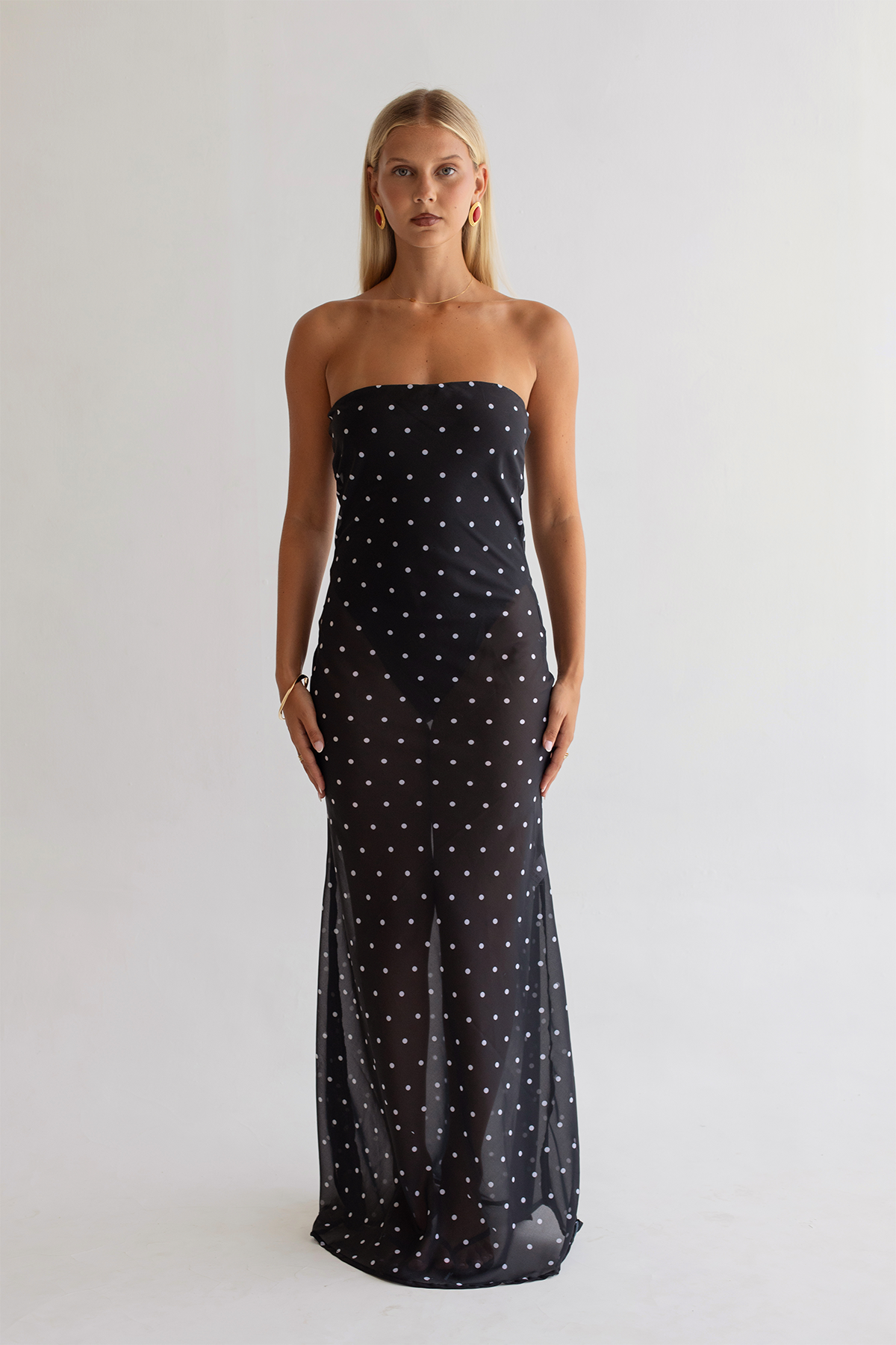 ALESSIA MAXI DRESS | BLACK POLKA