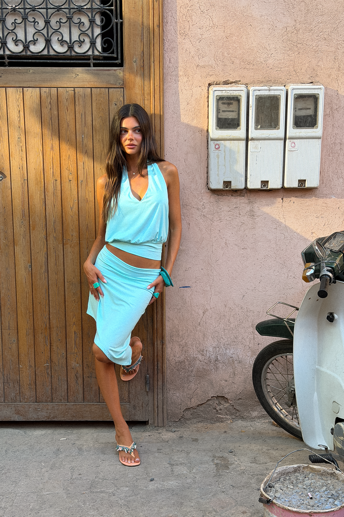 HAYES MIDI SKIRT | AQUA
