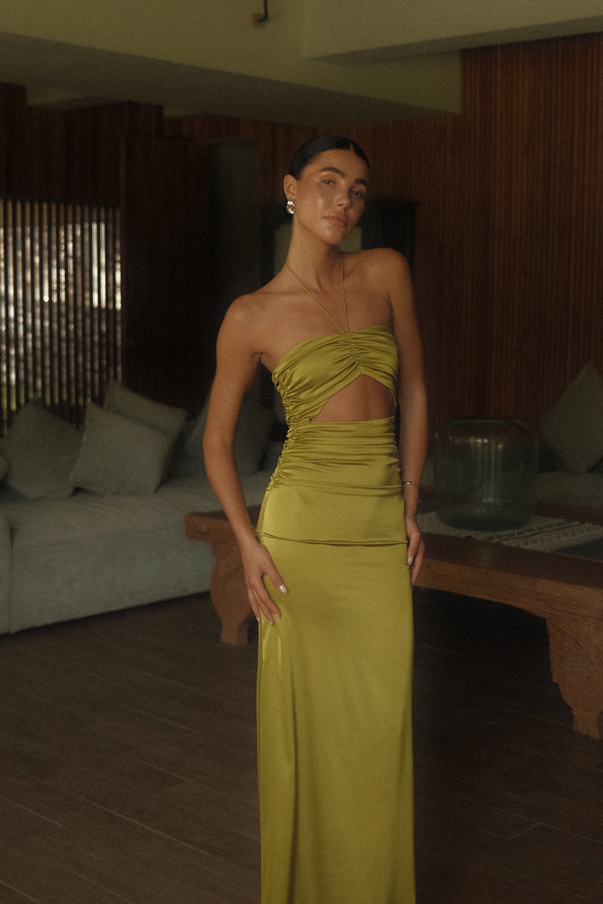 AUDE DRESS OLIVE SAMPLE