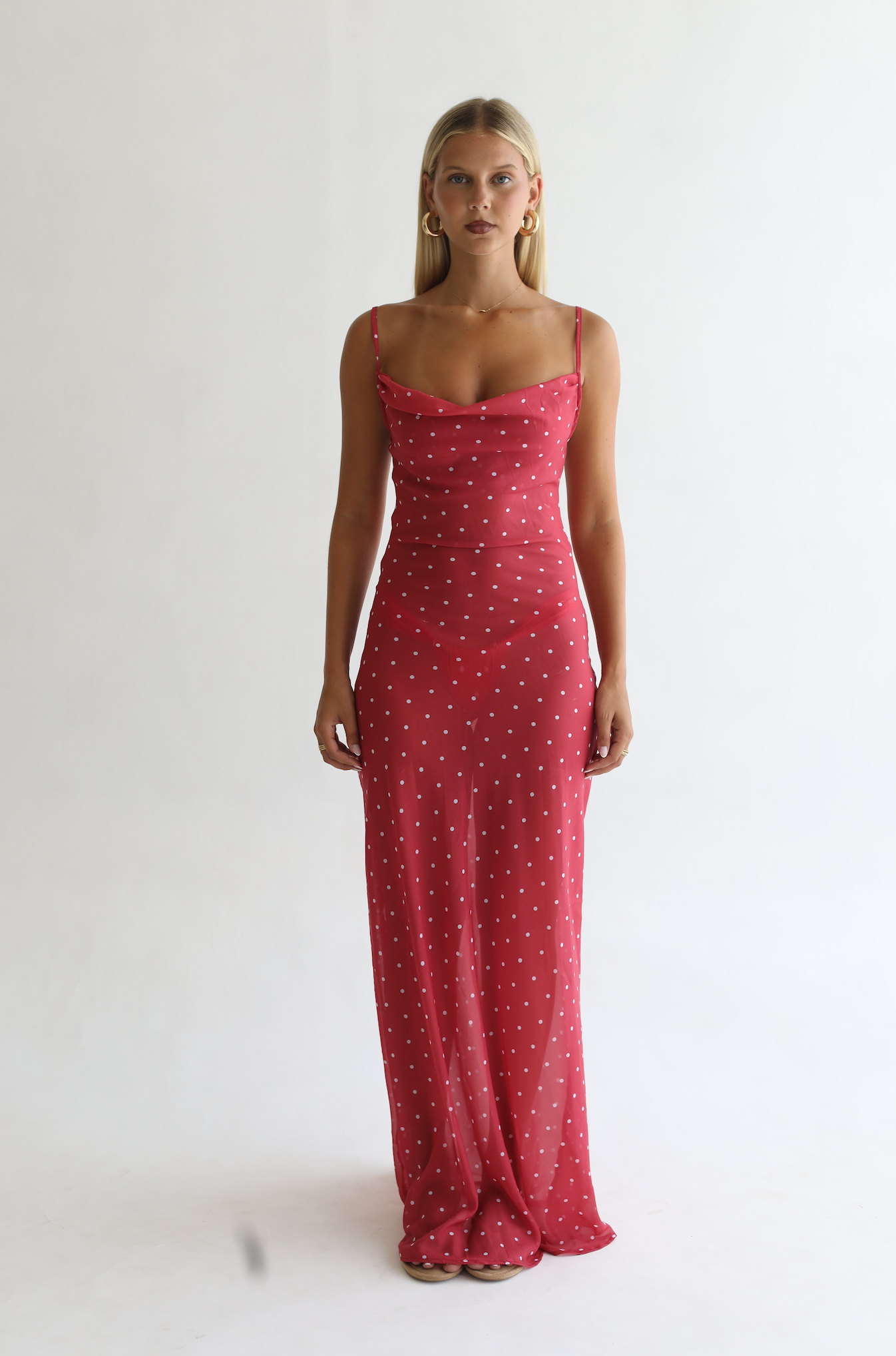 LOLA MAXI DRESS | RED POLKA