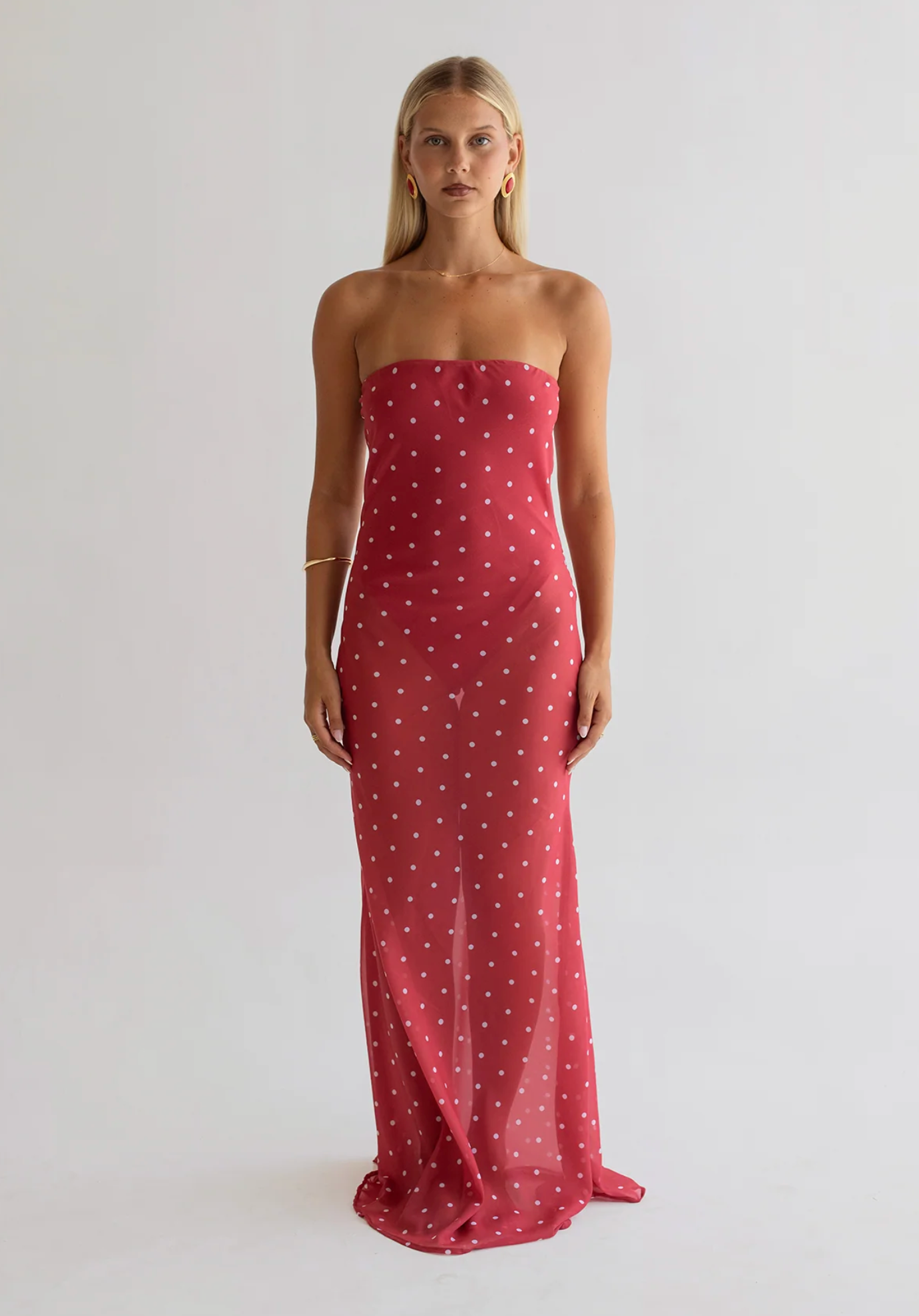 ALESSIA MAXI RED POLKA | FAULTY PRINT HNTR THE LABEL