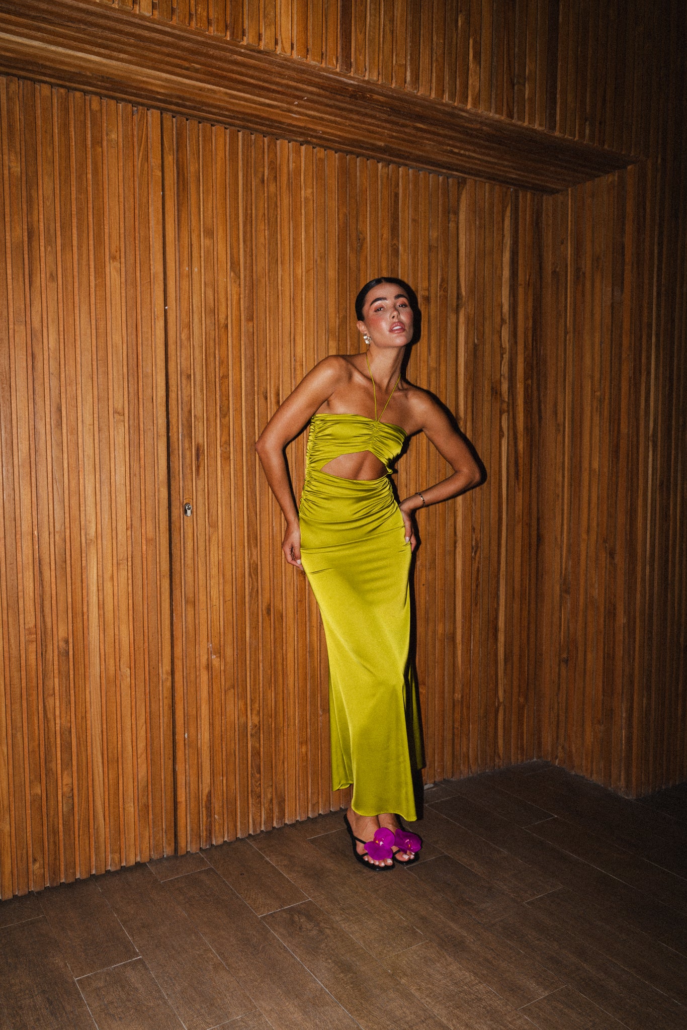 AUDE DRESS OLIVE SAMPLE
