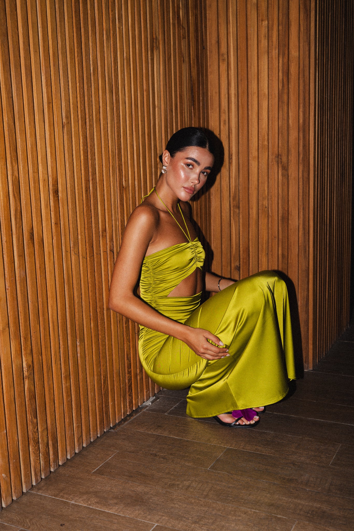AUDE DRESS OLIVE SAMPLE