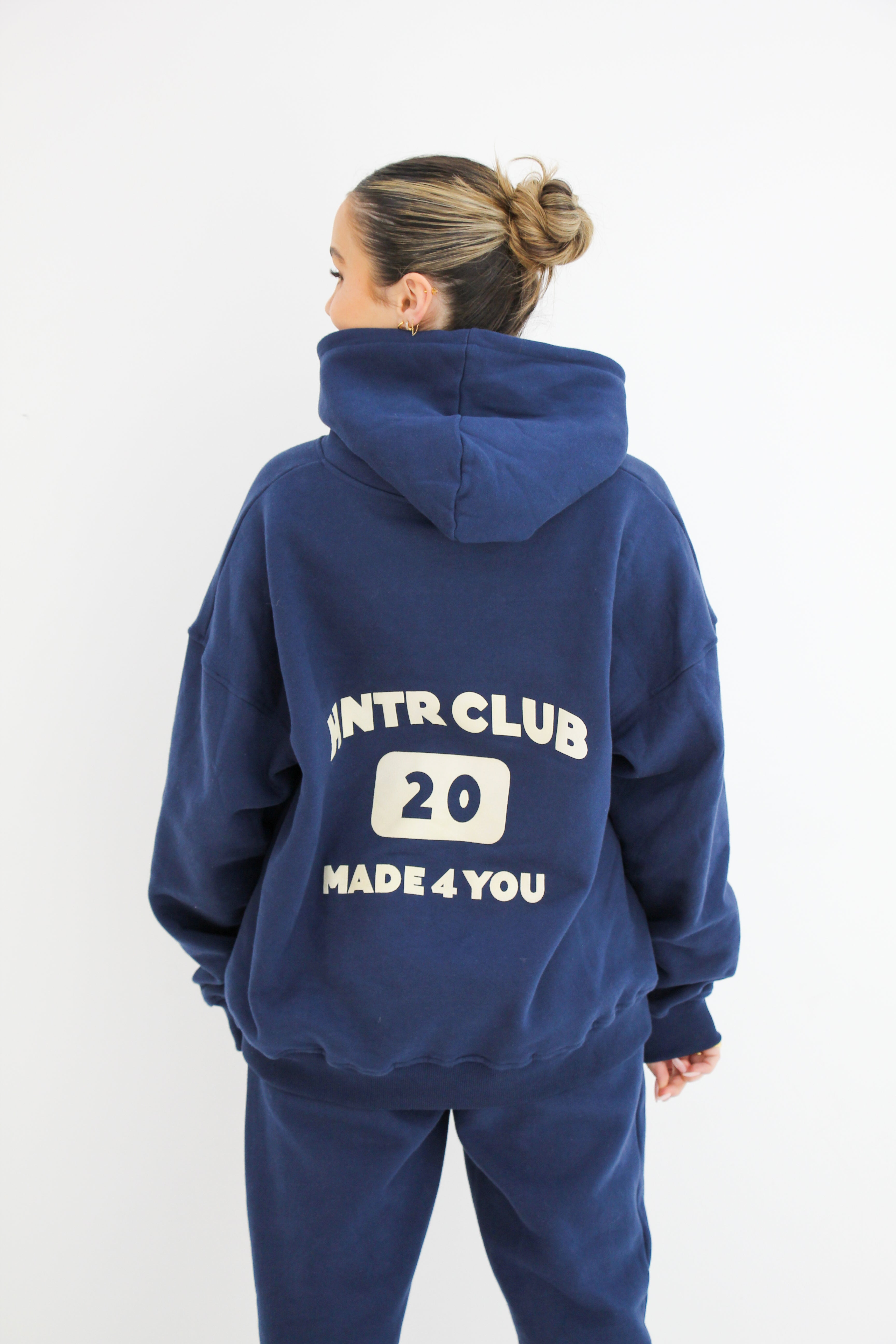 CLUB PUFF HOOD: navy