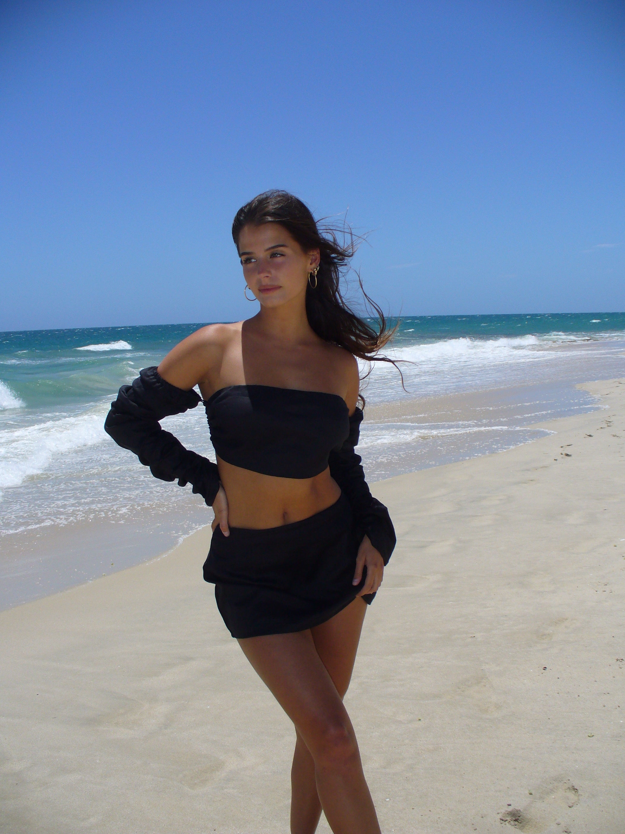 LINEN TOP: black