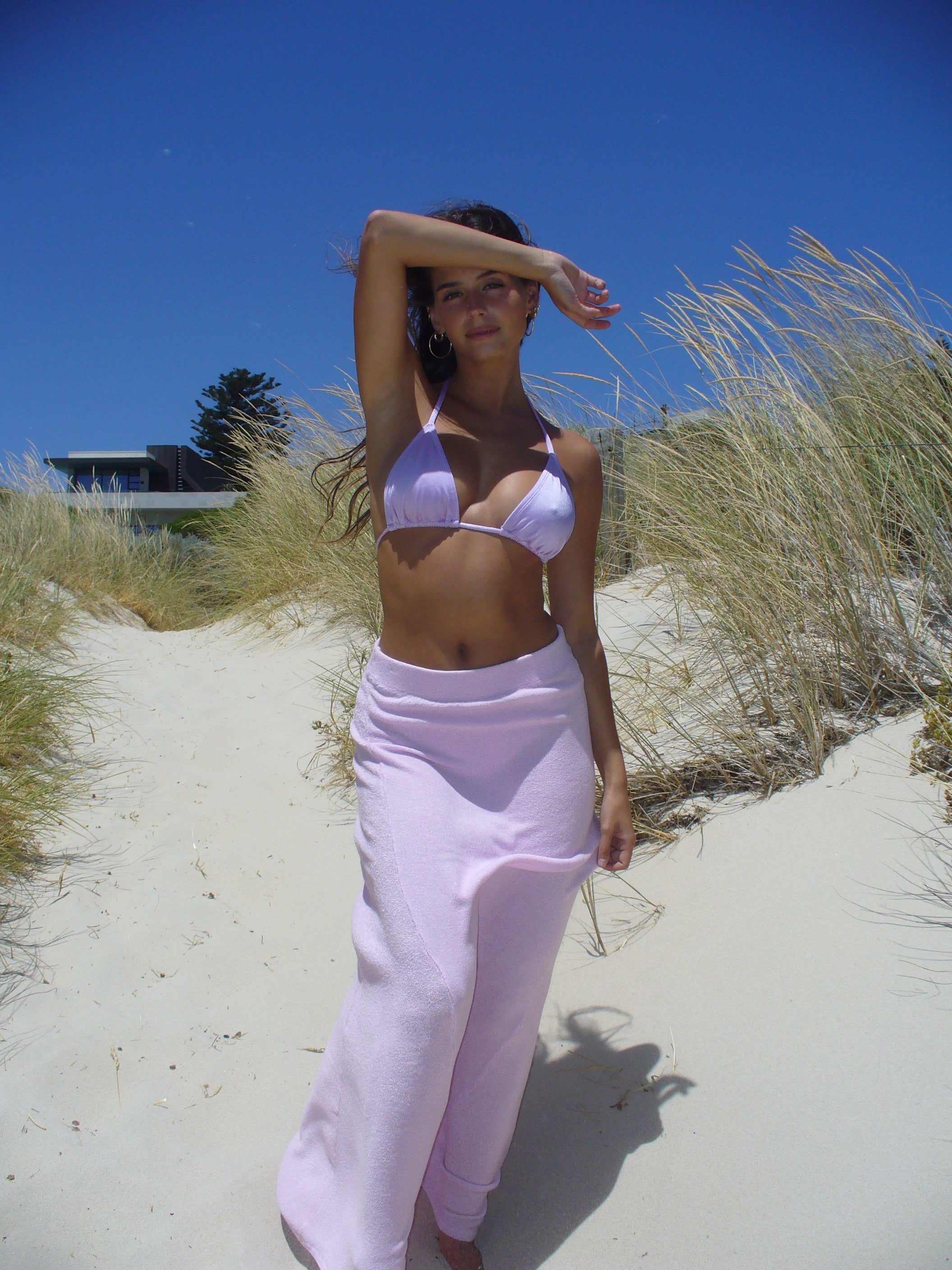 KNIT MAXI SKIRT: LILAC