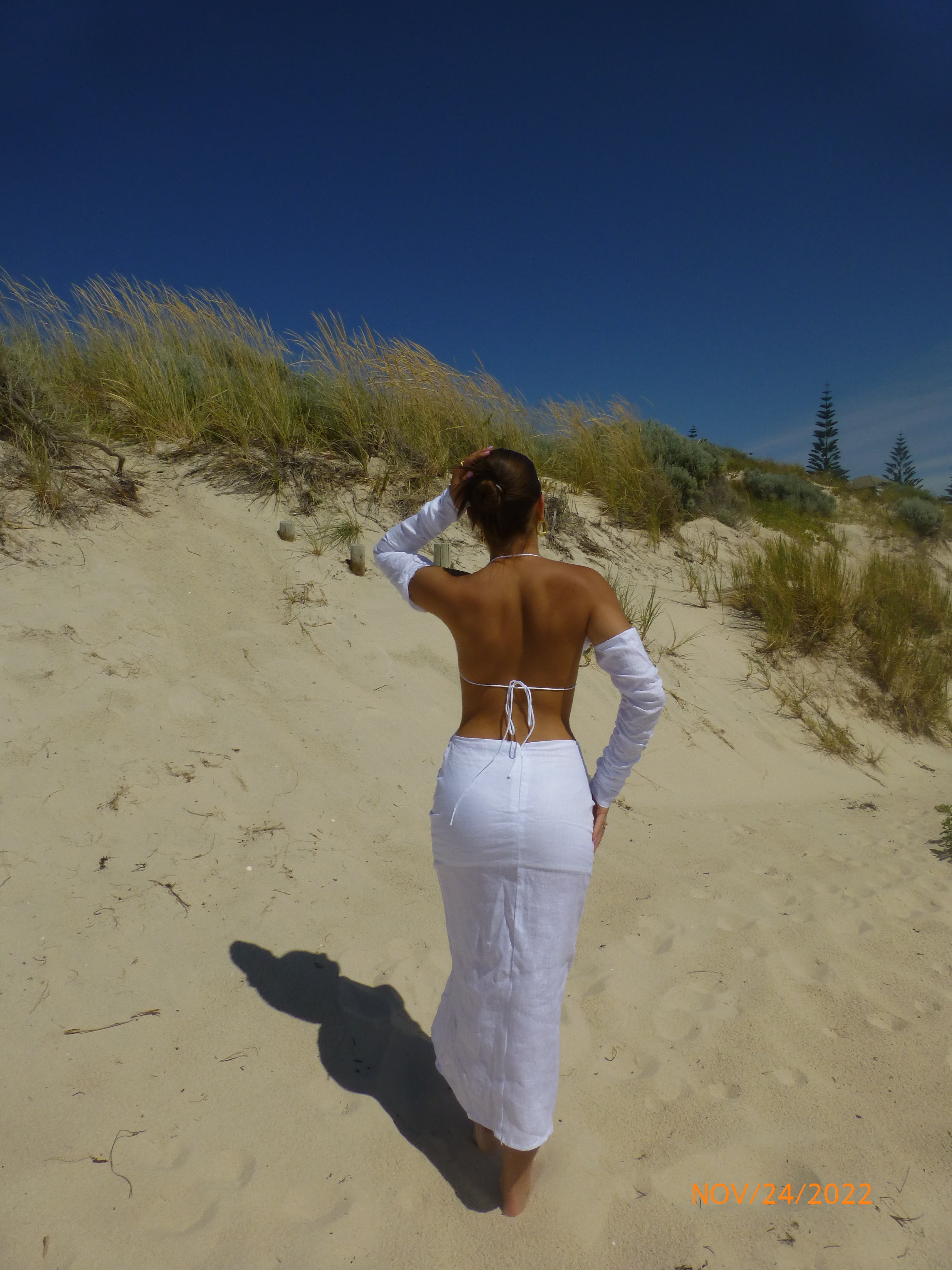 LINEN MAXI: white