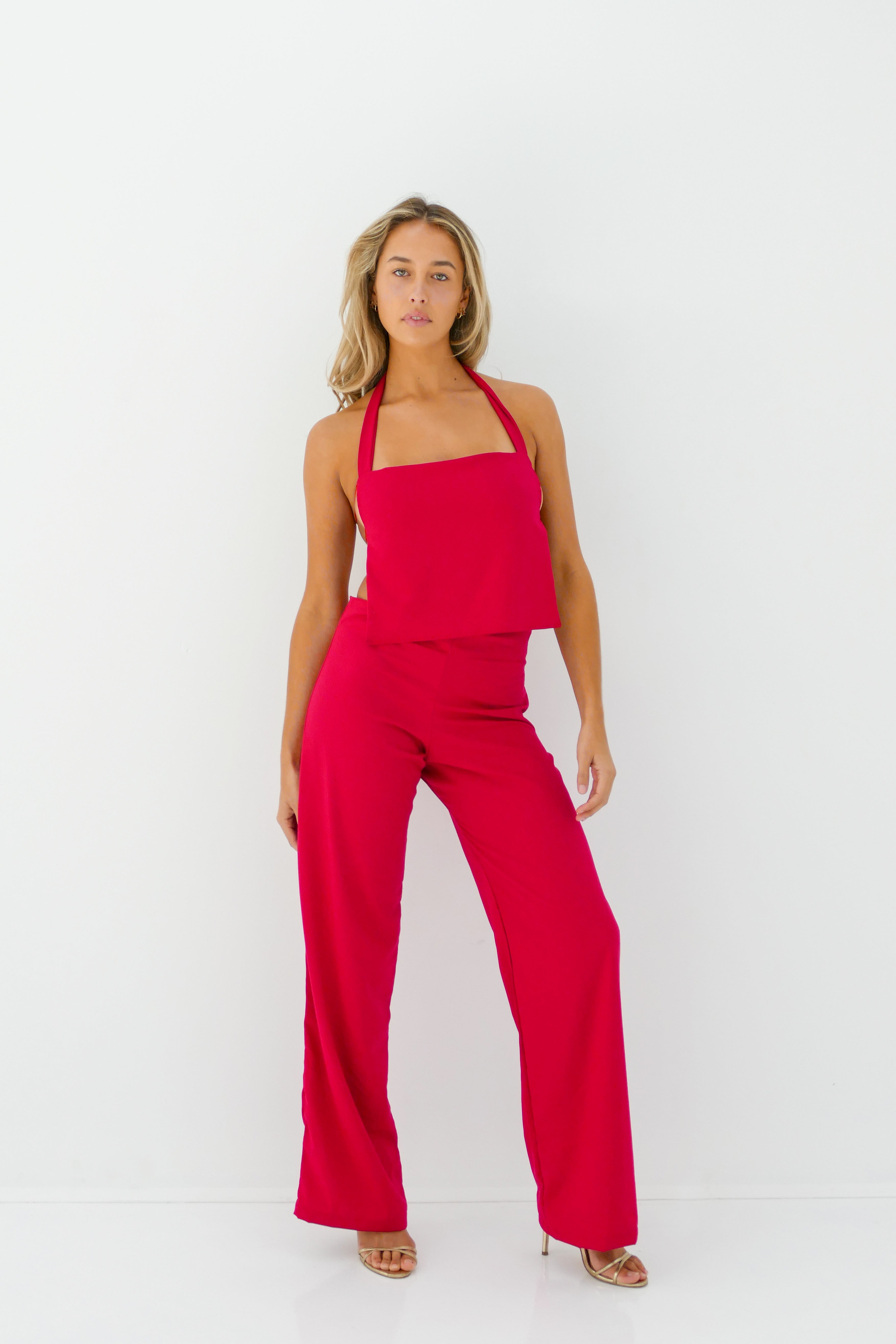 BAMBOO SUIT PANT: cherry
